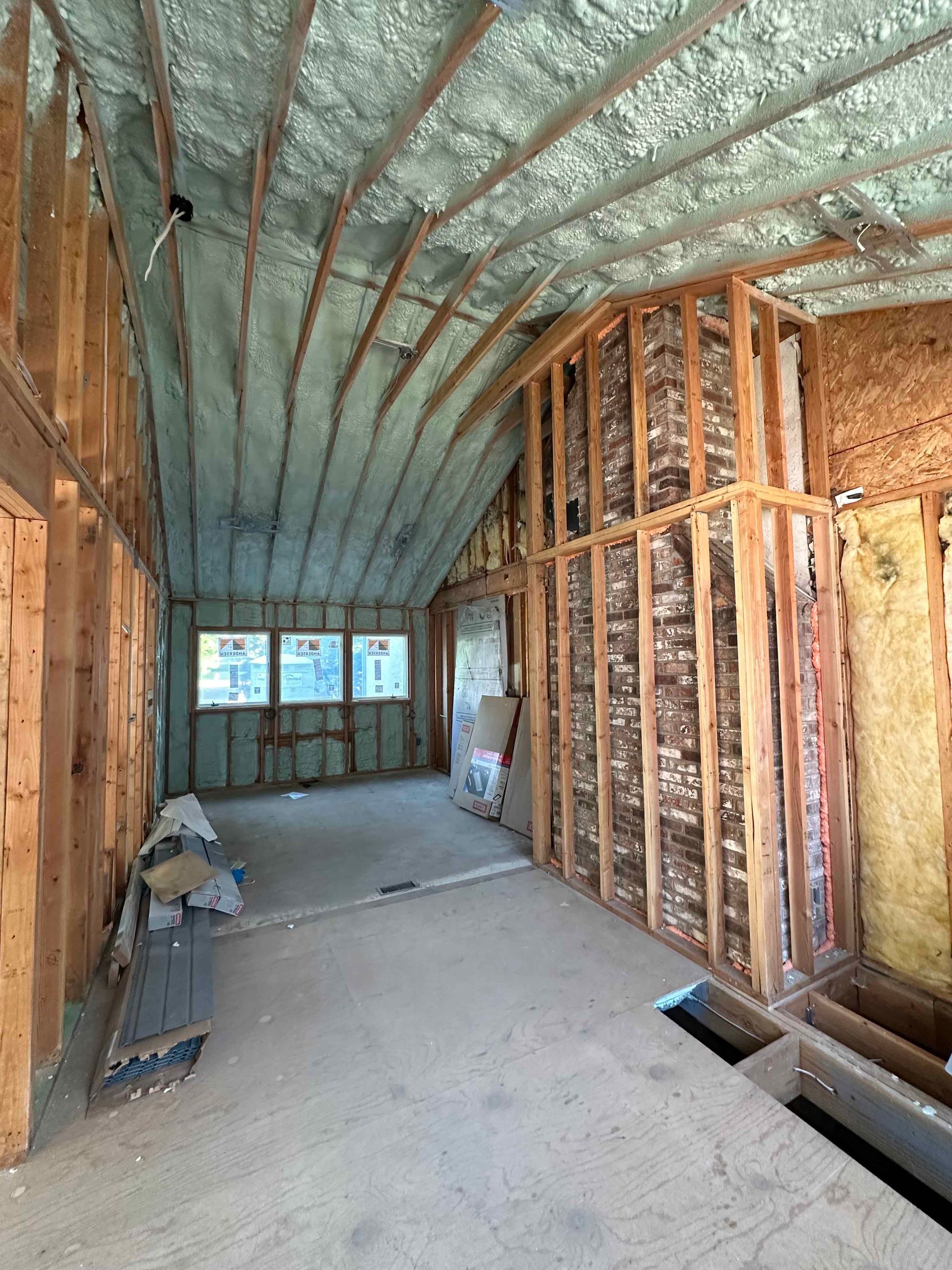A room with a lot of foam on the ceiling and walls.