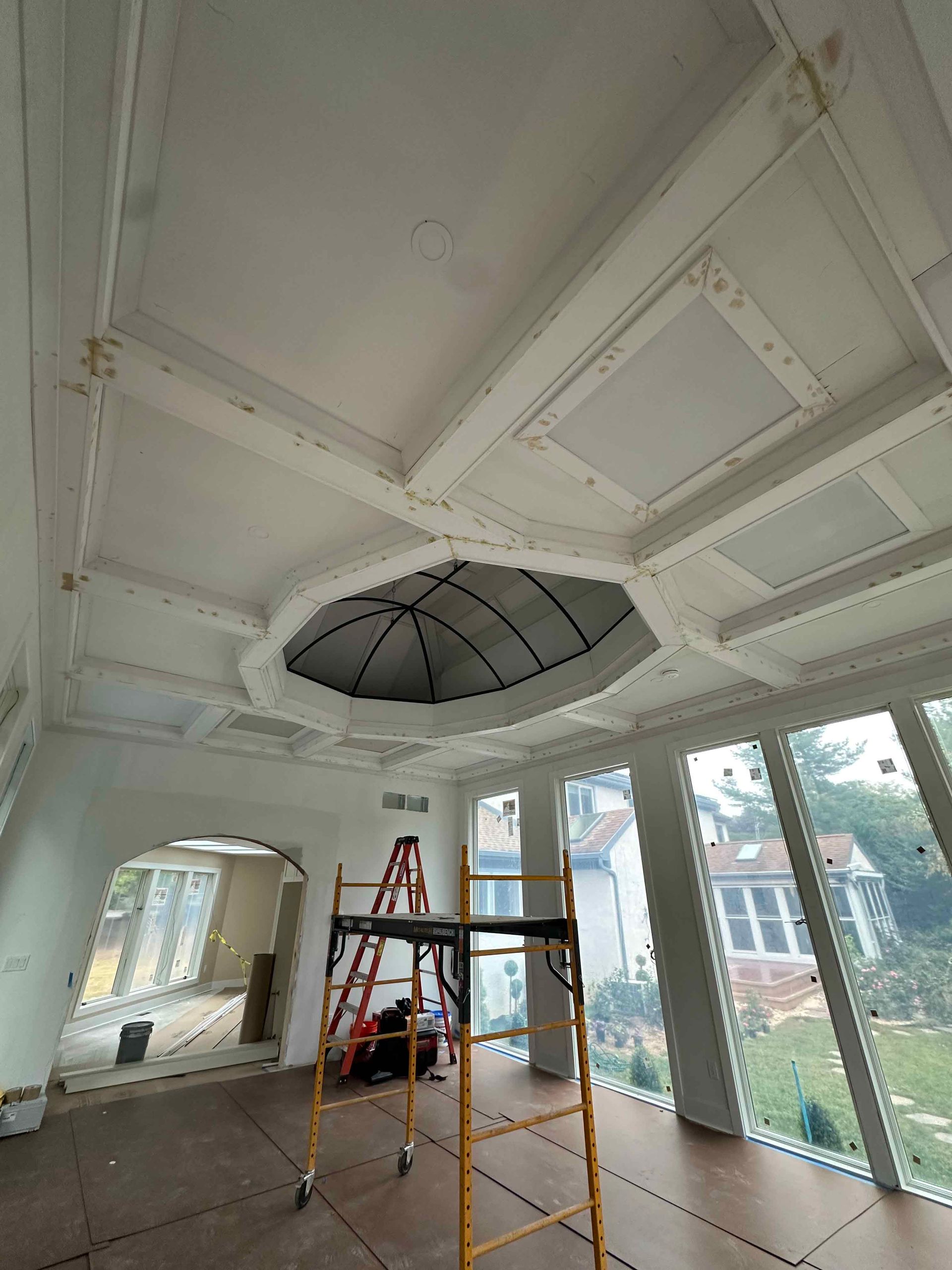 There is a ladder in the middle of the room.