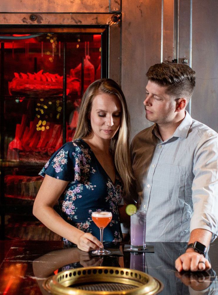 Couple dining at Zaya Korean Steakhouse for Valentine's date night in Chattanooga