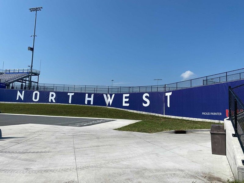 A blue wall with the word 