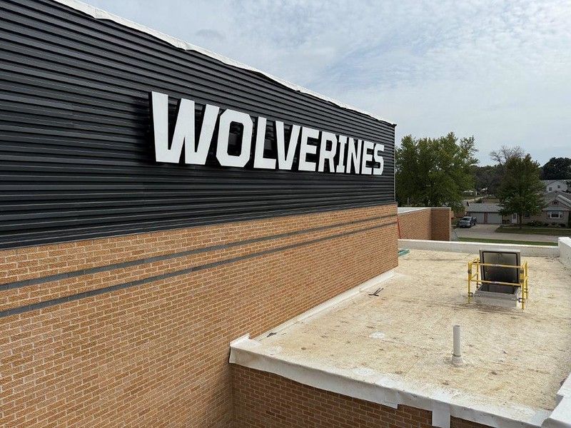 White letters spelling 