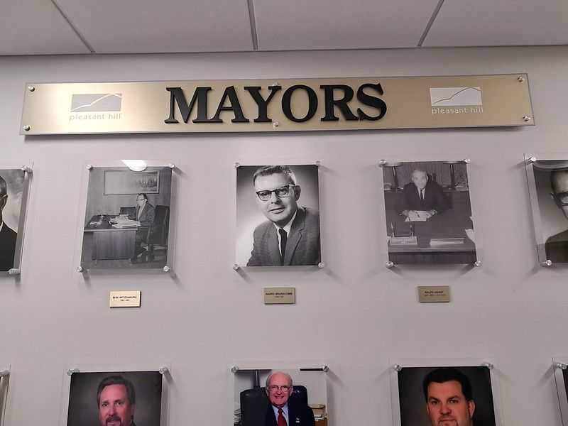 A wall display titled 