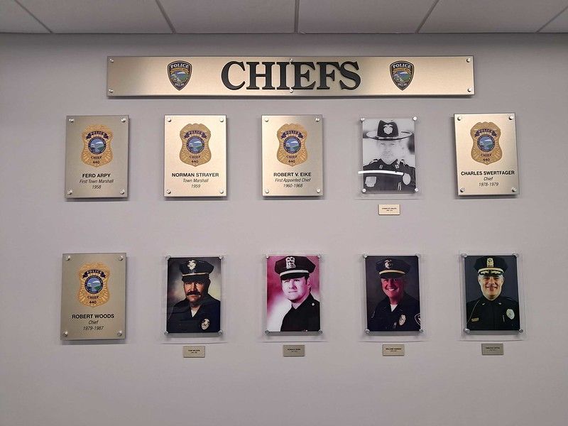 A wall display titled 