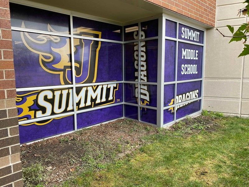 Windows displaying purple and gold 