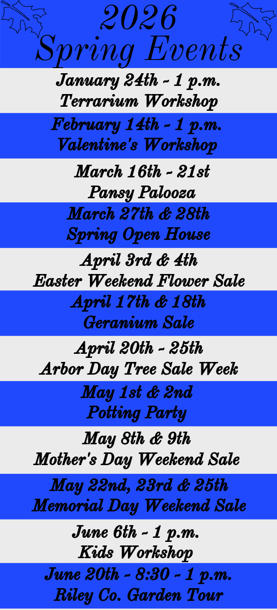 2026 Spring Events calendar: workshops, sales, and tours, each with dates, times, and descriptions.