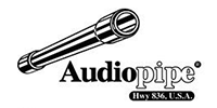 Logo for Audiopipe, featuring a stylized pipe and text 