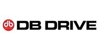 Logo of DB Drive, a black text with a red circle containing 