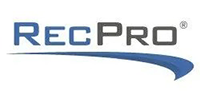 RECPRO logo with blue and gray text and a blue swoosh.