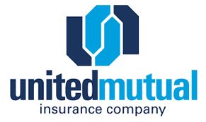 Logo for United Mutual Insurance Company: Blue and cyan abstract design above text 