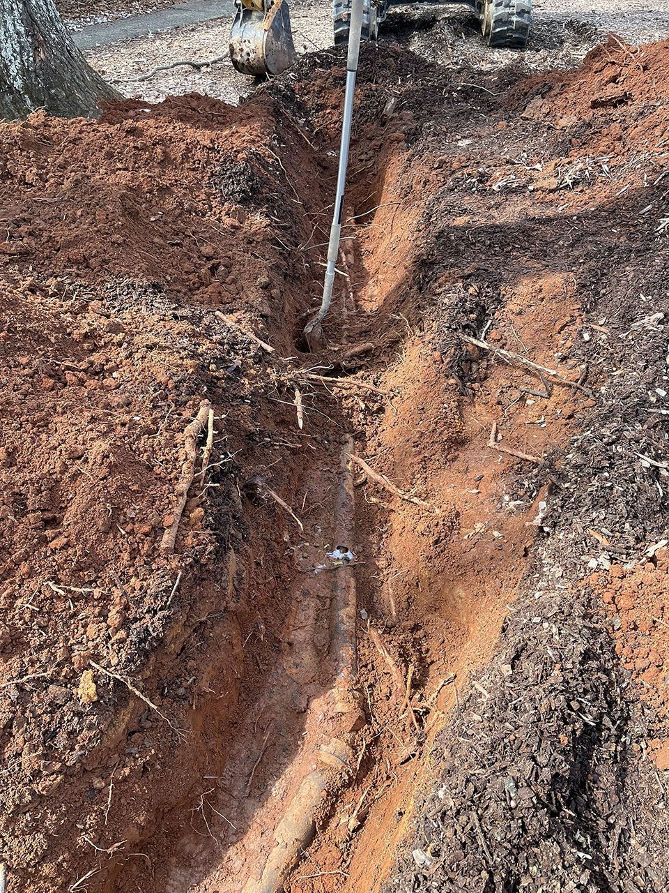 Digging ground sewer line