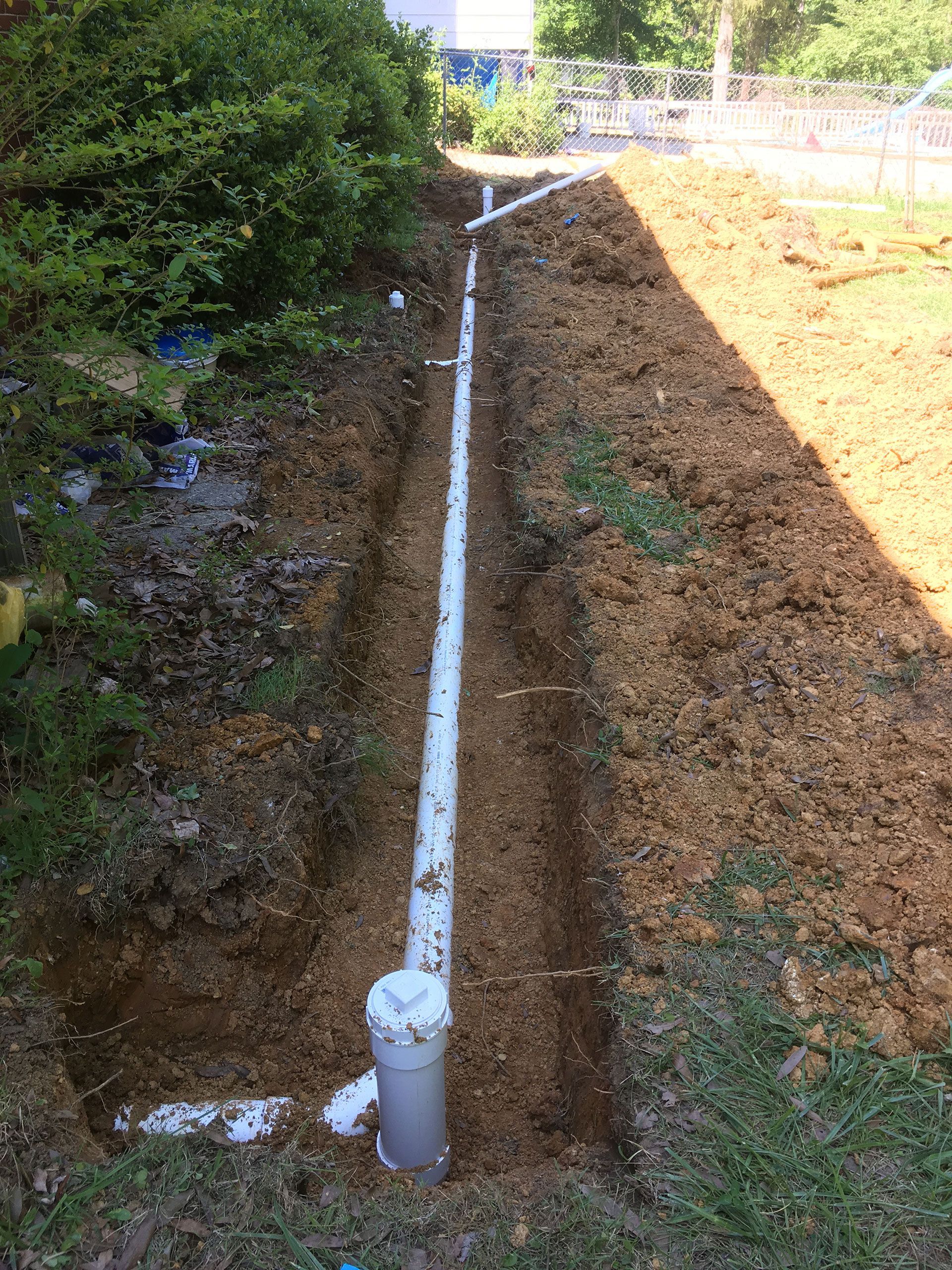 Sewer line being installed