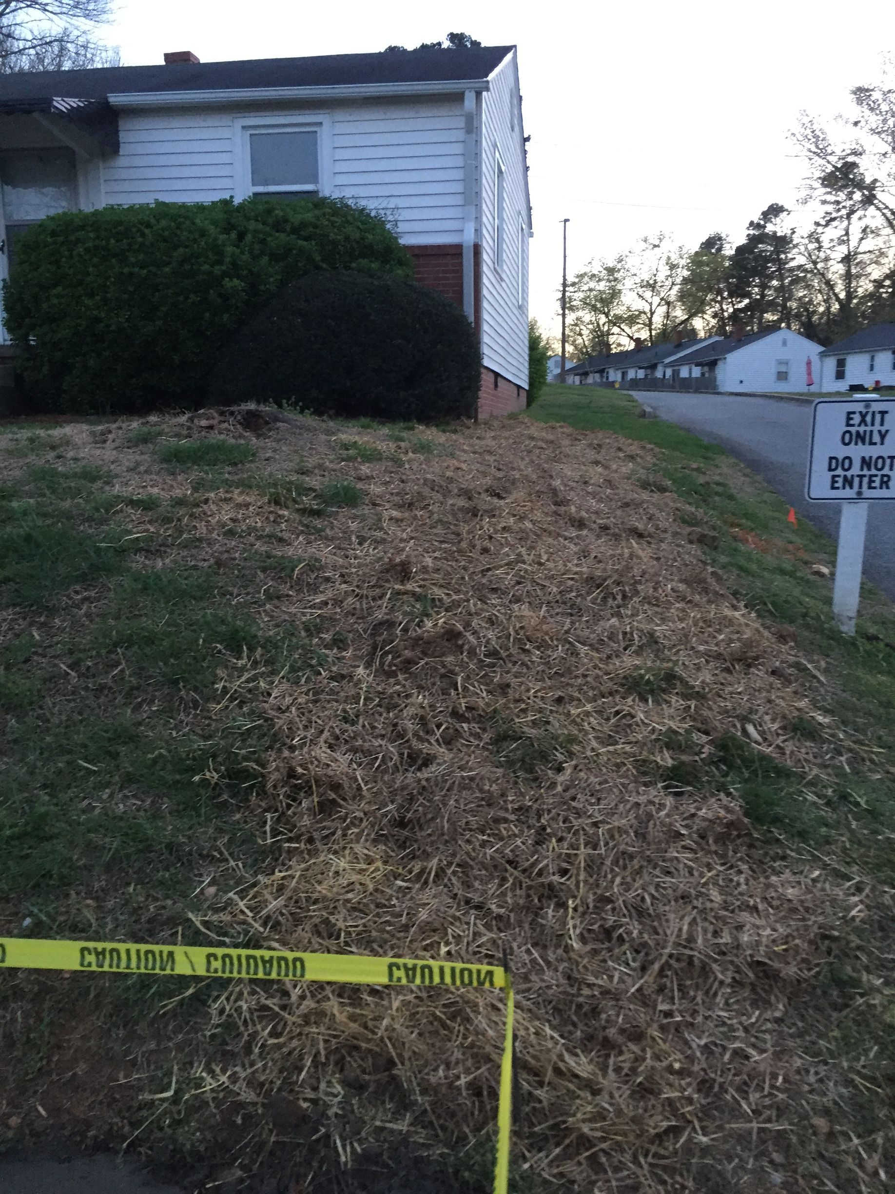 a house with yellow caution tape