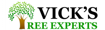 Vick&rsquo;s Tree Experts logo with green leaves on a tree and black and green text
