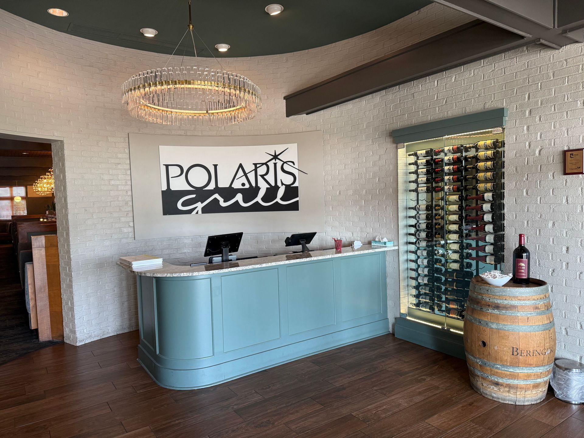 A restaurant with a sign that says polaris grill