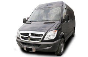 A black sprinter van