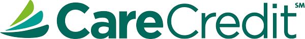 CareCredit logo with green and blue wave design, in dark teal.
