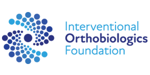Logo for Interventional Orthobiologics Foundation: eye made of blue circles, text to the right.