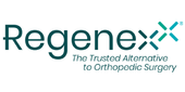 Regenexx logo in teal with tagline “The Trusted Alternative to Orthopedic Surgery”