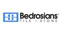 Logo of Bedrosians Tile & Stone: blue square with stylized 