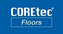 COREtec Floors logo on a blue background: white text and a rectangular outline.