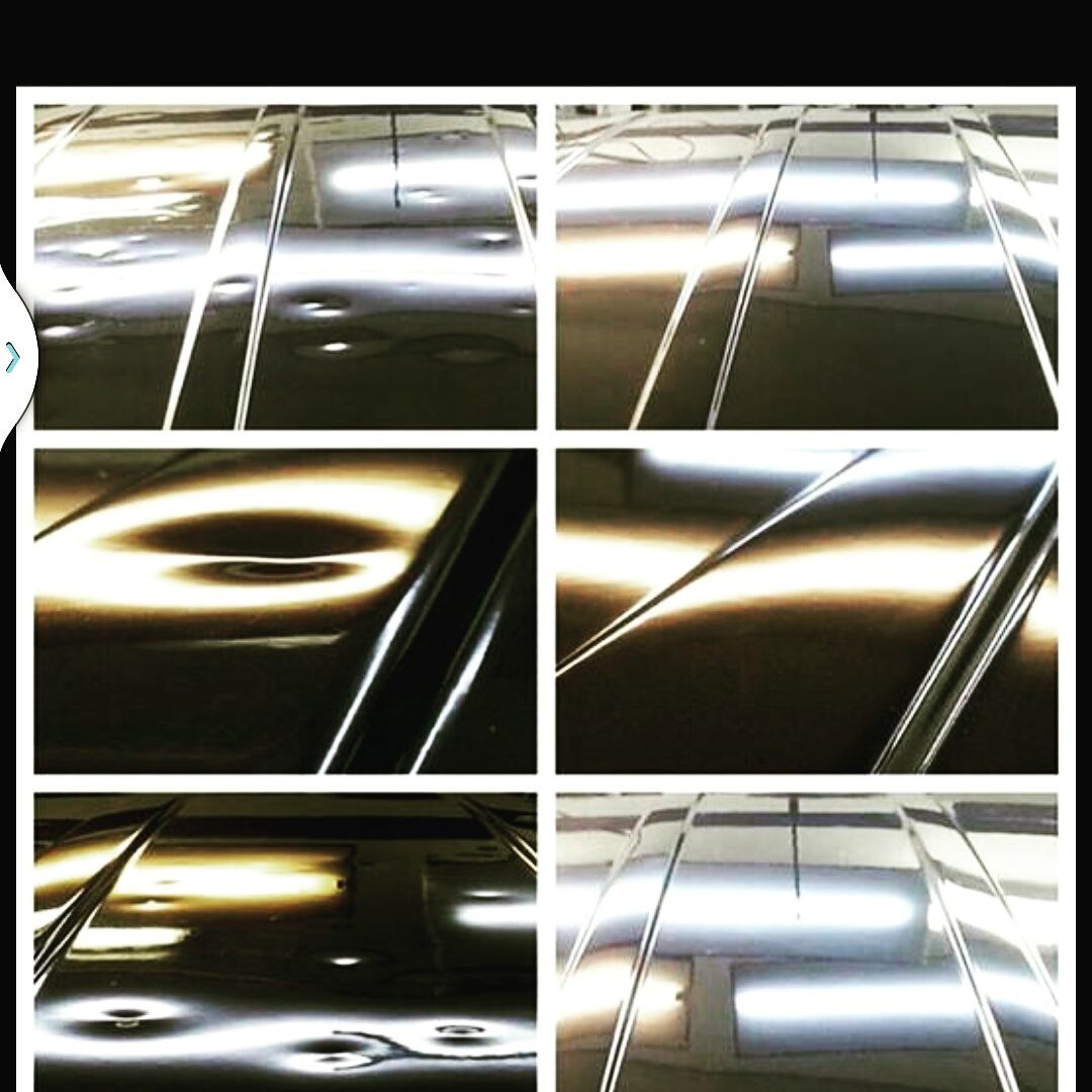 a collage of images of a ceiling with a white arrow pointing to the right