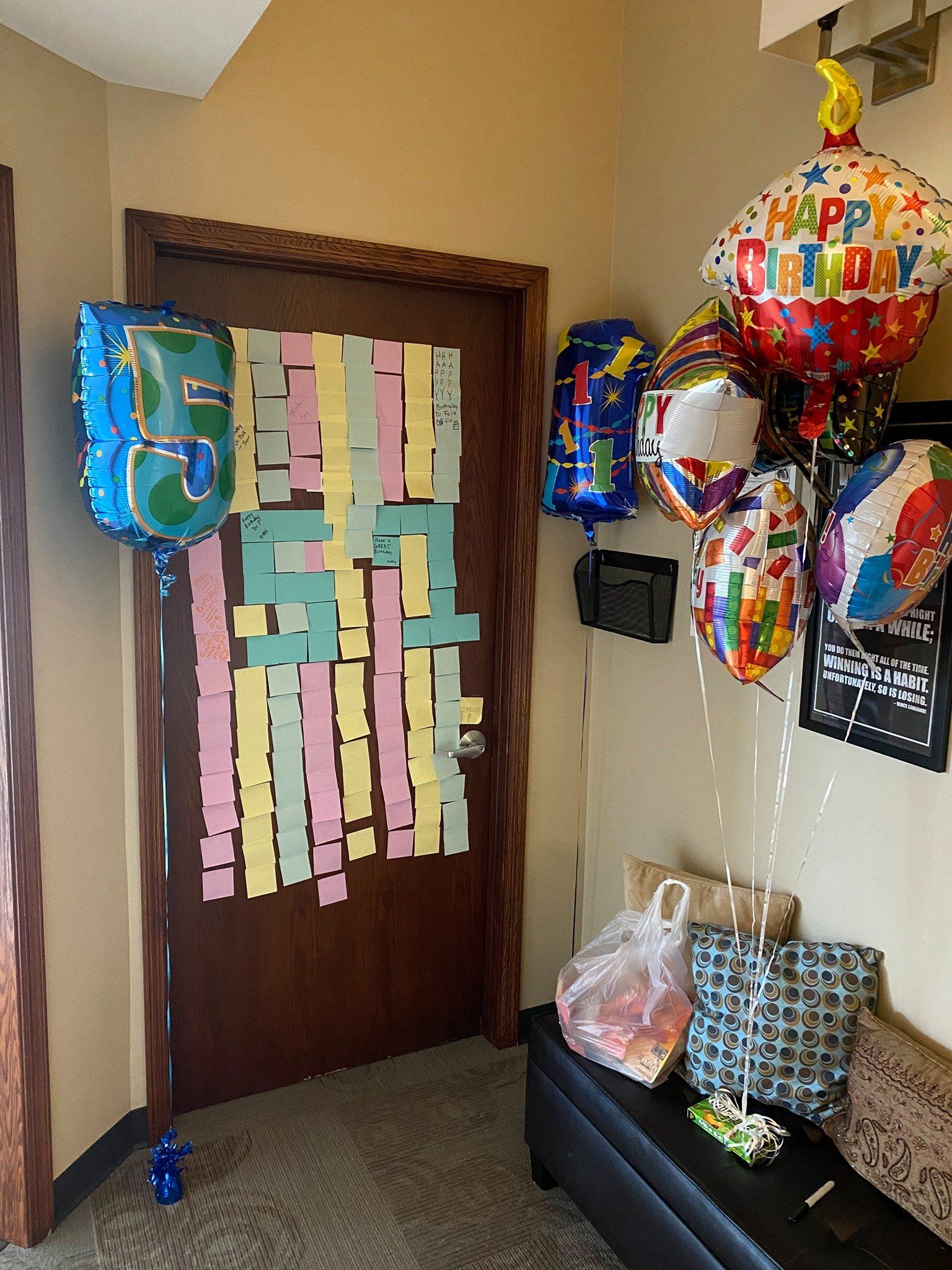 Dr. Foix's birthday decoration and greetings