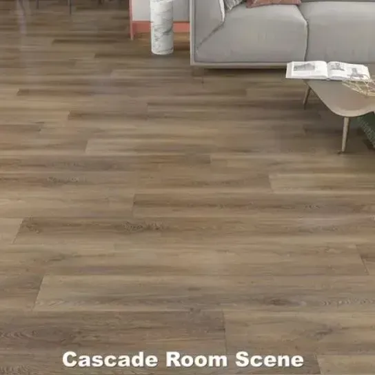 Wooden flooring in a living room, with a sofa and coffee table visible.