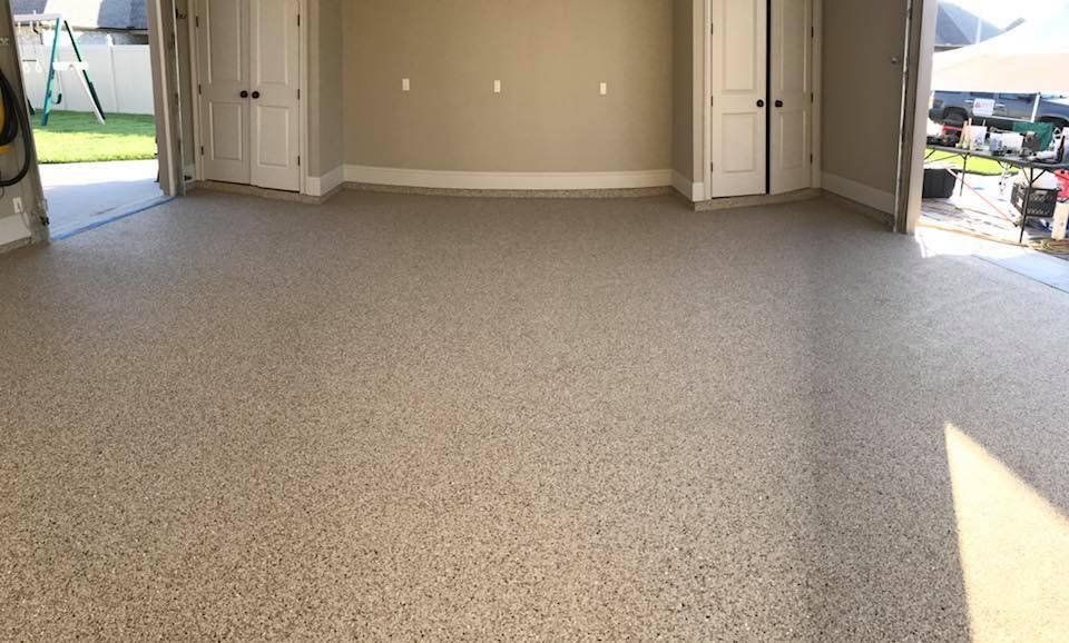 Coated garage floor
