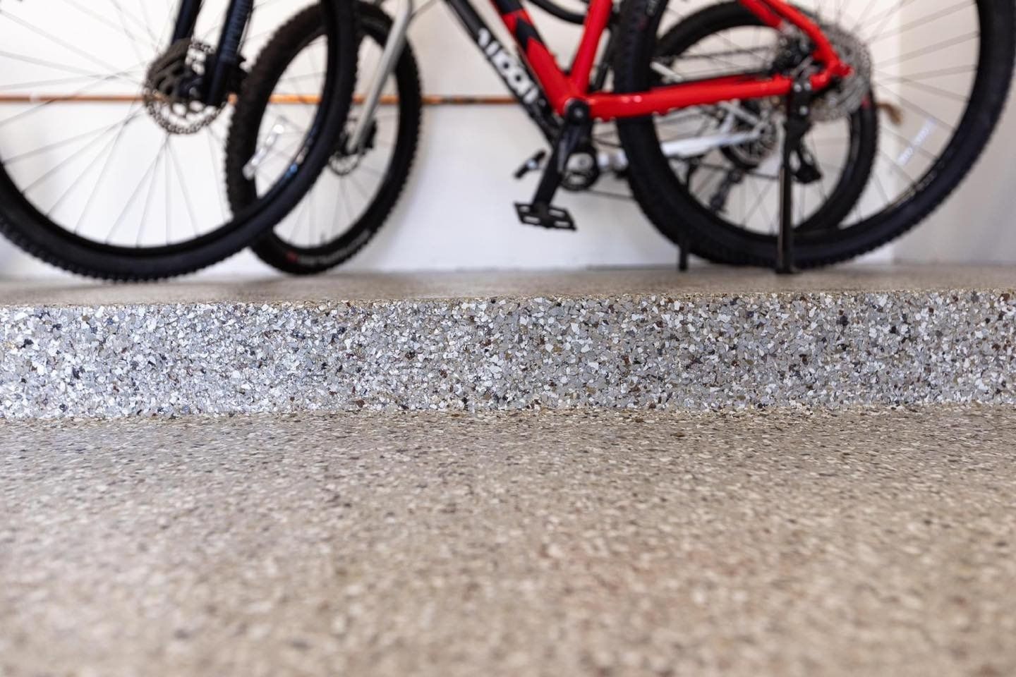 Bike in a coated garage floor