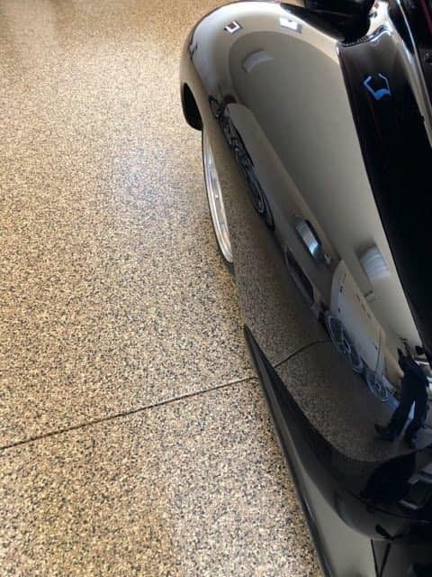 Coated garage floor