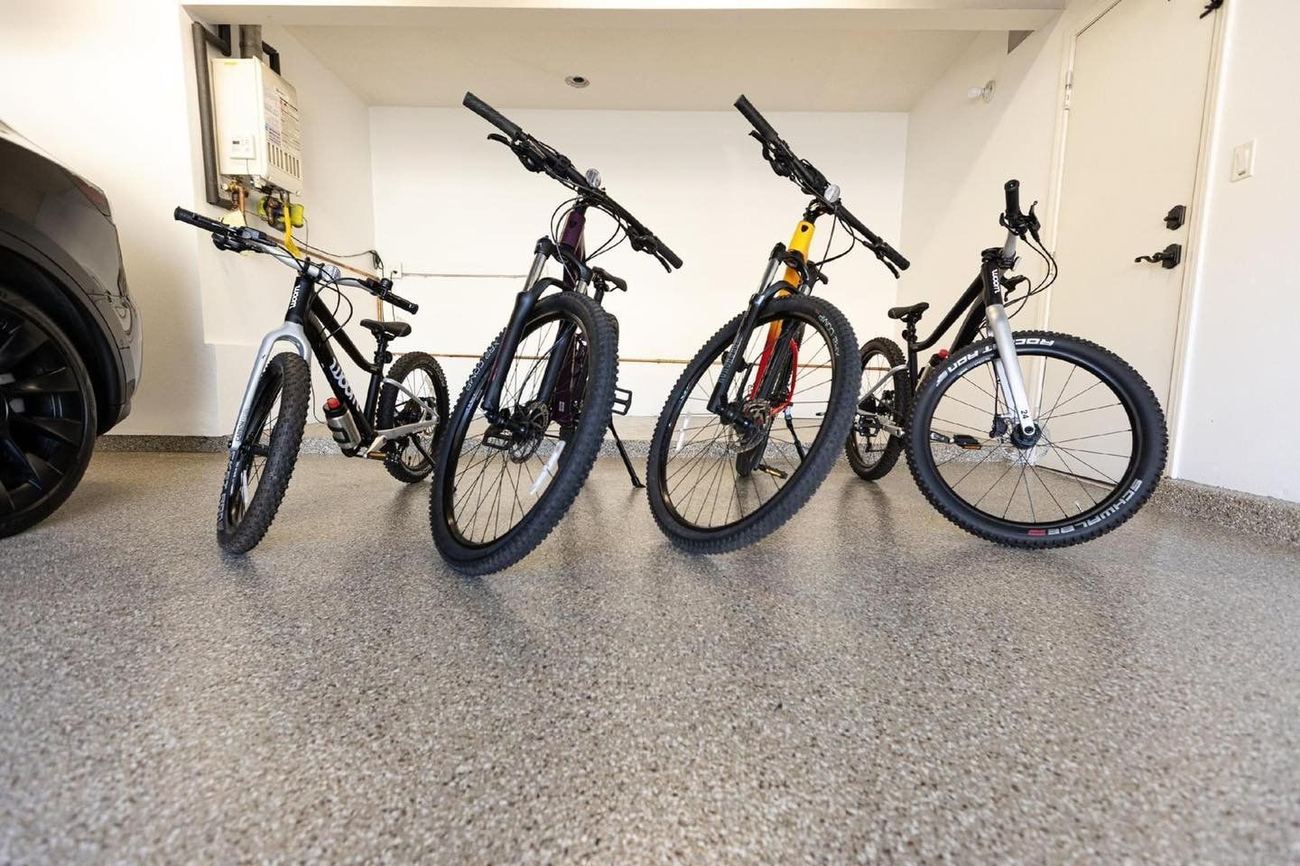 Bikes inside a garage