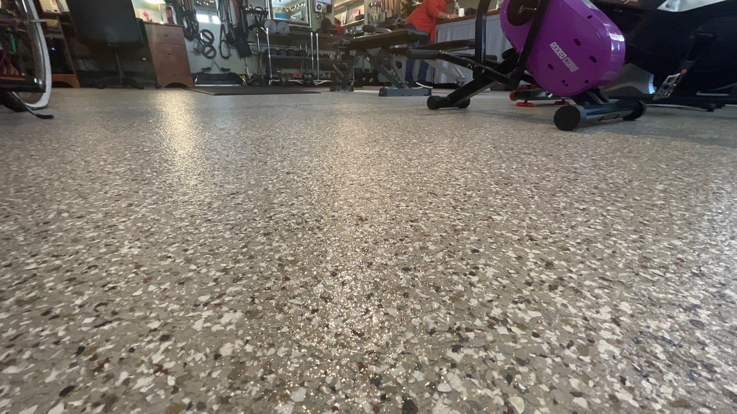 Coated garage floor