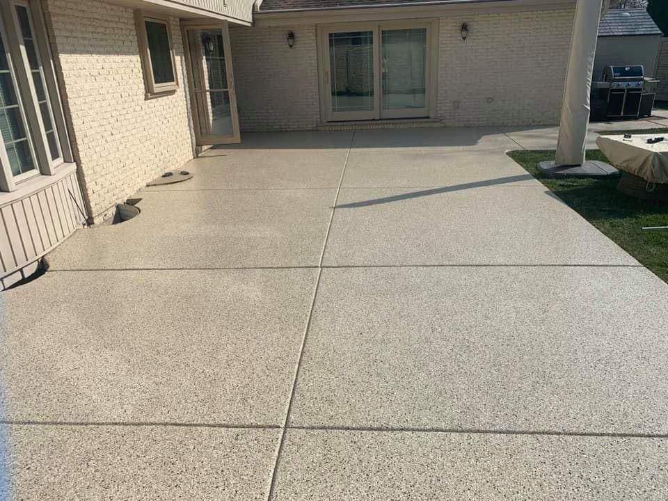 Coated patio floor