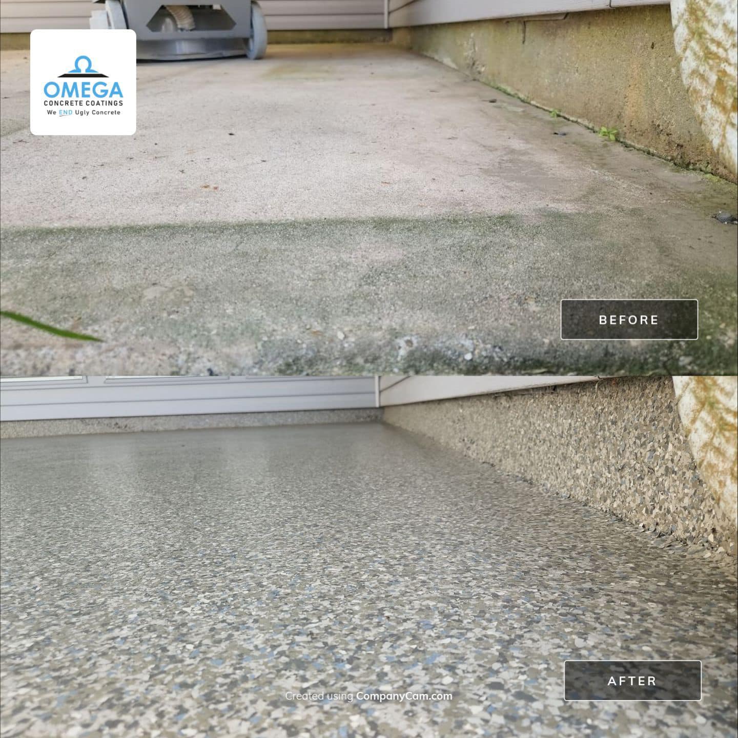 Patio floor before and after