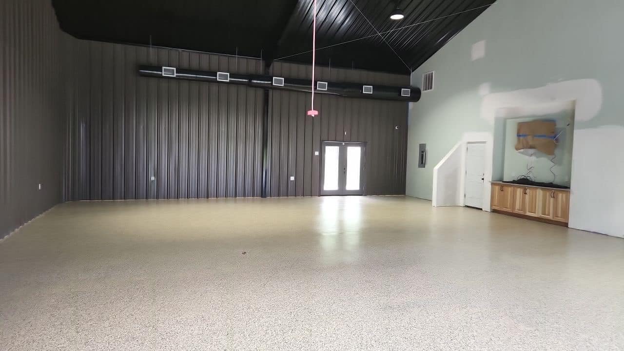 Coated concrete floor