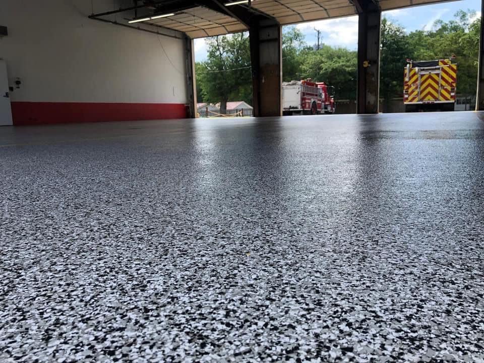 Coated garage floor
