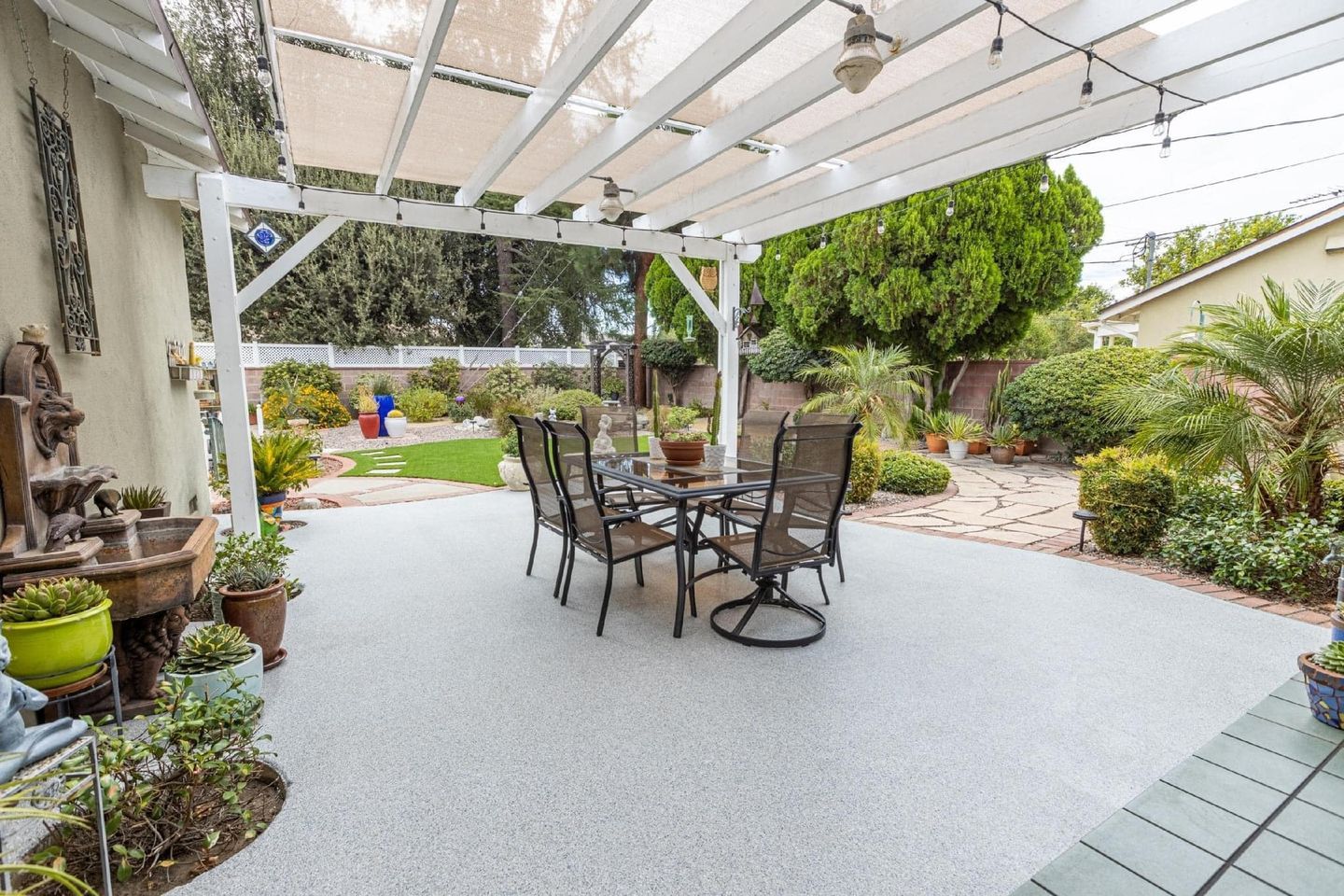 Coated patio floor