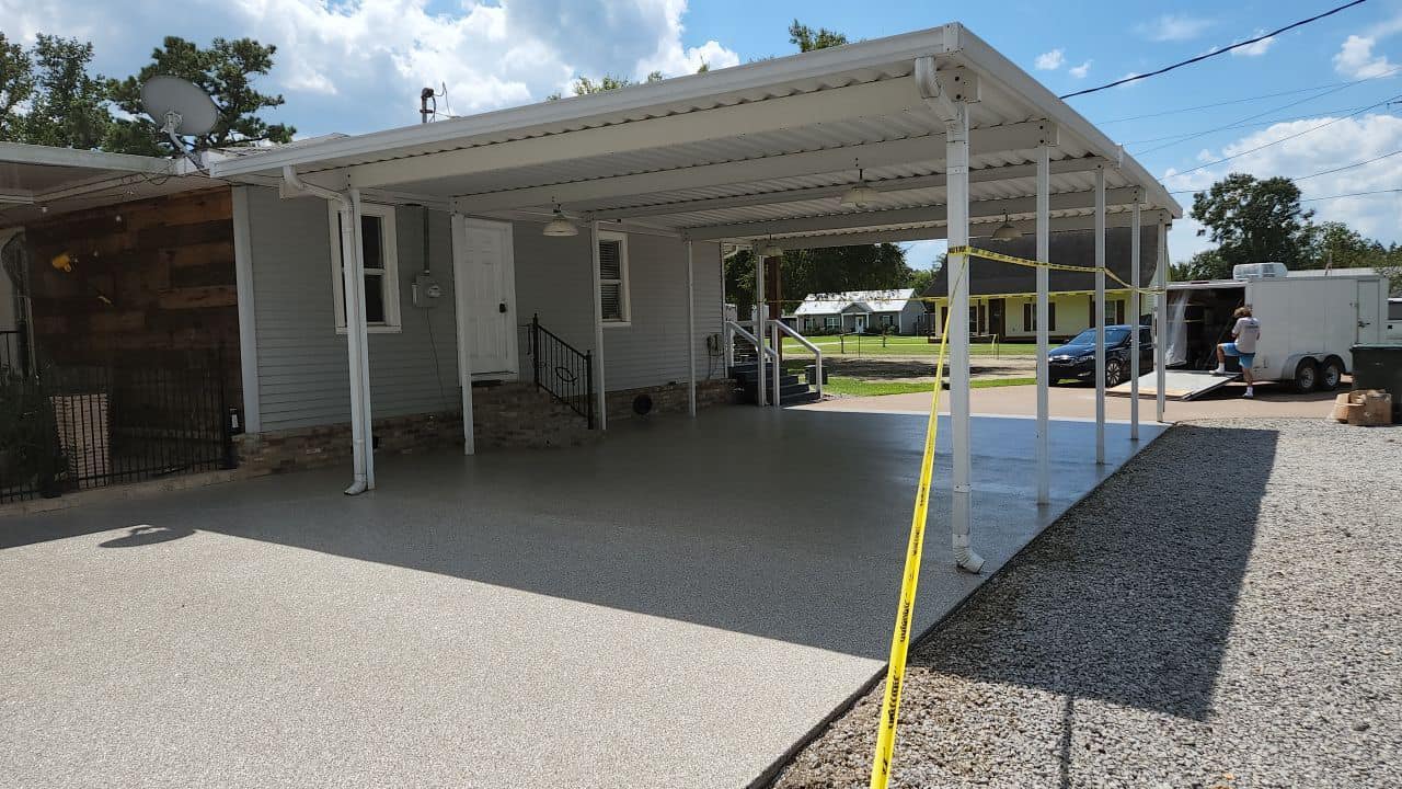 Coated carport floor
