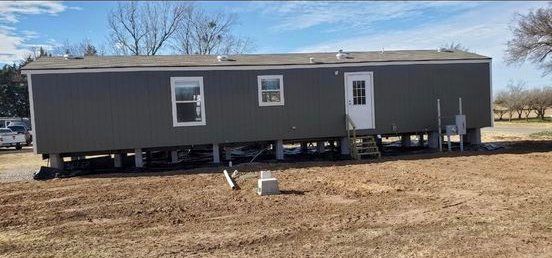 Gray mobile home