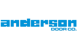 Anderson Door Co. logo in blue, sans-serif font, on a white background.