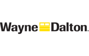 Wayne Dalton logo in black and yellow: Company name with a stylized garage door icon.