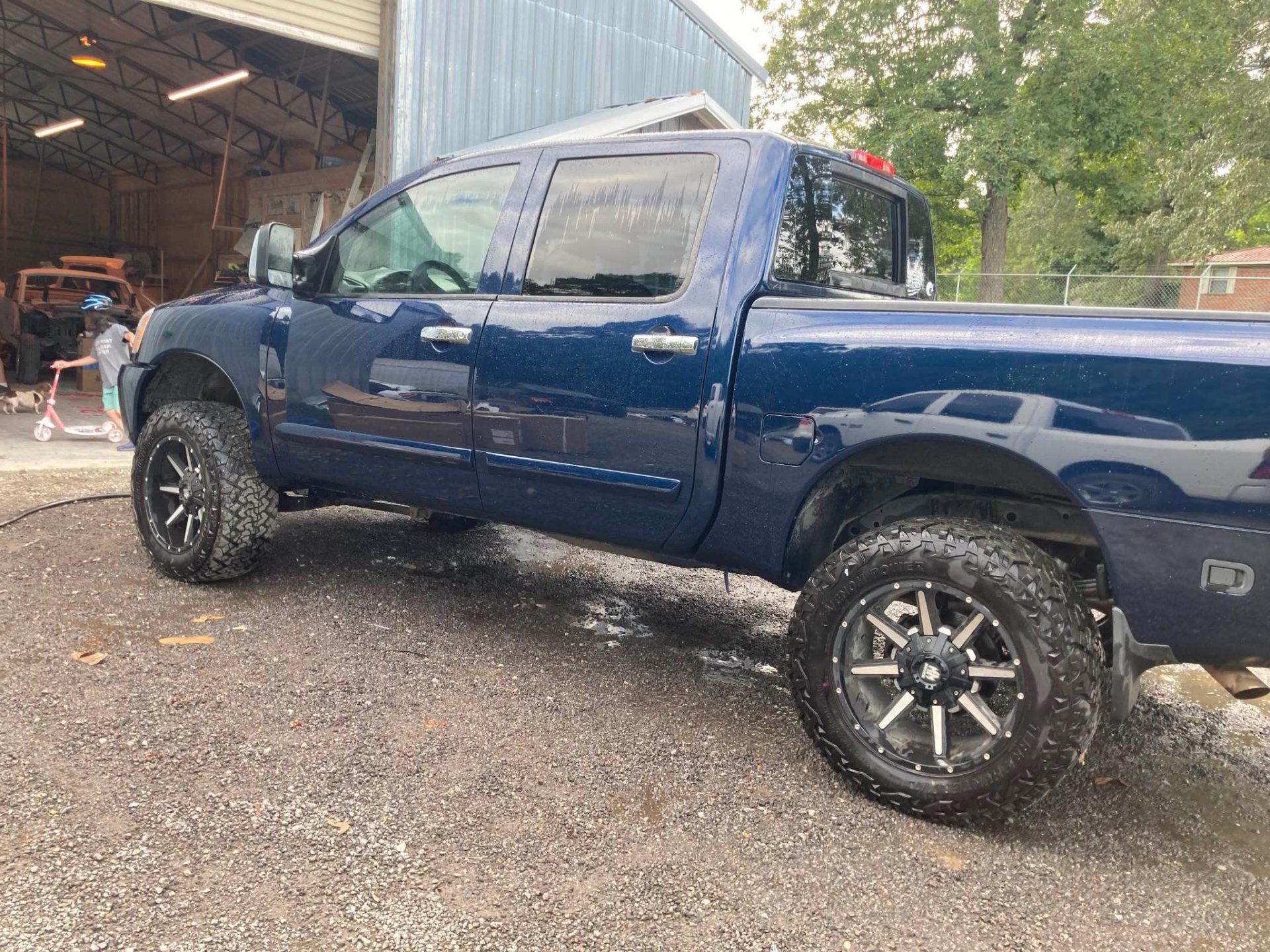 Blue pick up truck