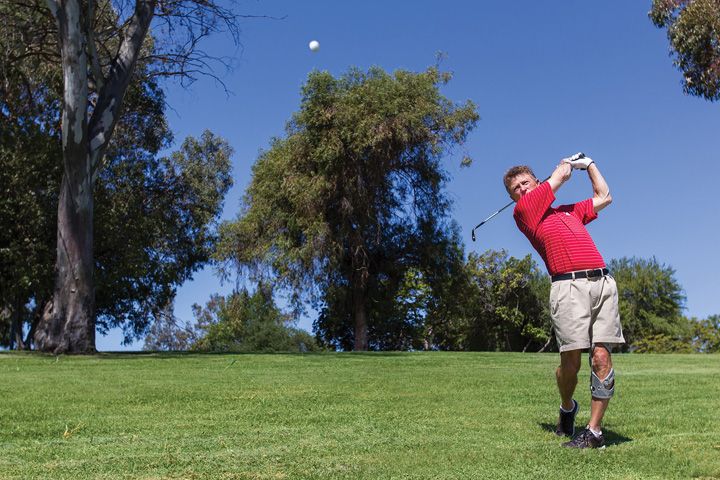 Playing golf