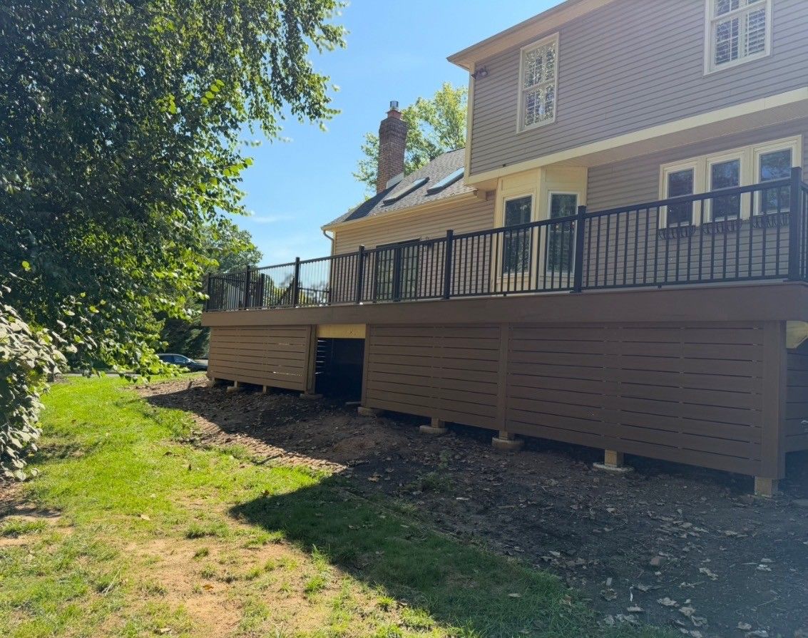 A view of a new deck from the yard