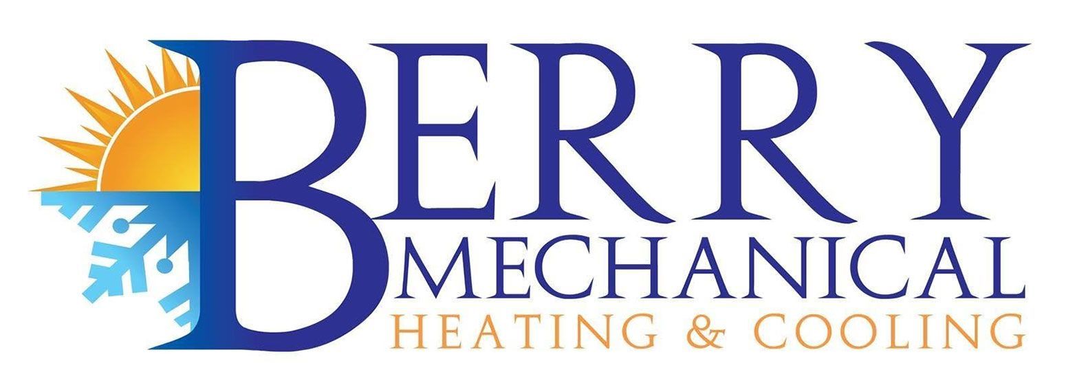 Berry Mechanical Heating & Cooling logo with blue text and orange sun, snowflake icon
