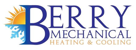 Berry Mechanical Heating & Cooling logo with blue text and orange sun, snowflake icon