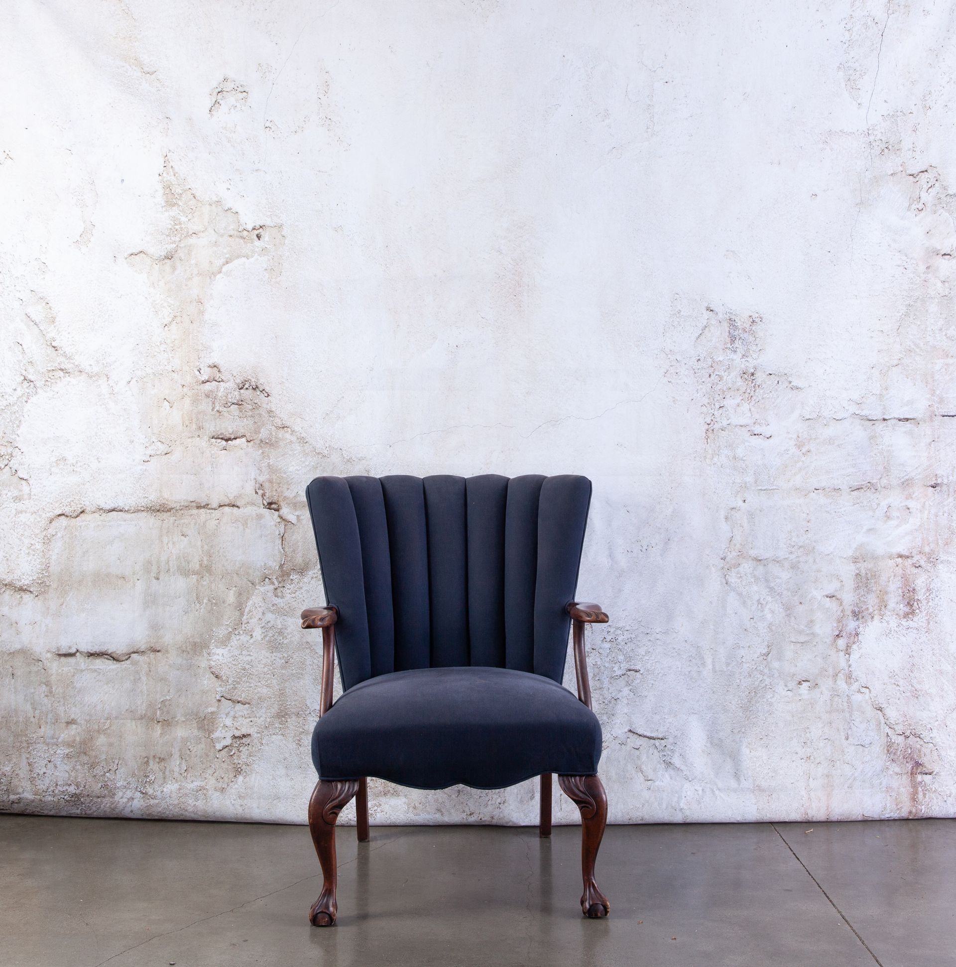 purple, velvet armchair