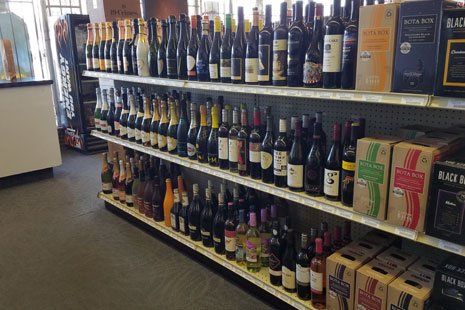 Shelf full of wines