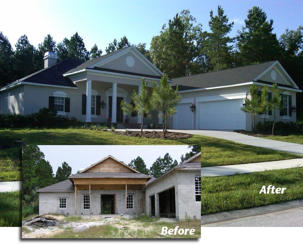 A before and after picture of a house