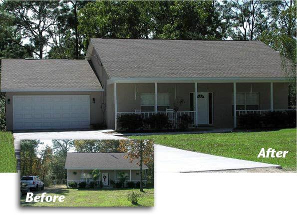 A before and after picture of a house